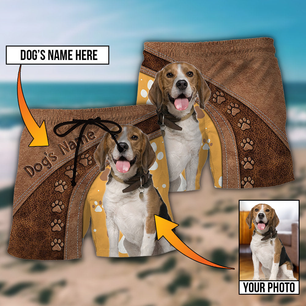 Dog Paw Lovely Dog Personalized Photo Beach Shorts Pattern Detail For Sunny Outdoor Activities