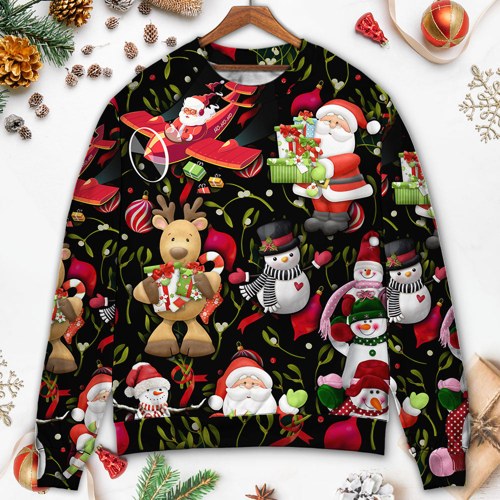 Christmas Joyful Santa Snowman Merry Xmas Sweater For Seasonal Parties Cozy Gatherings And Thoughtful Holiday Gifts