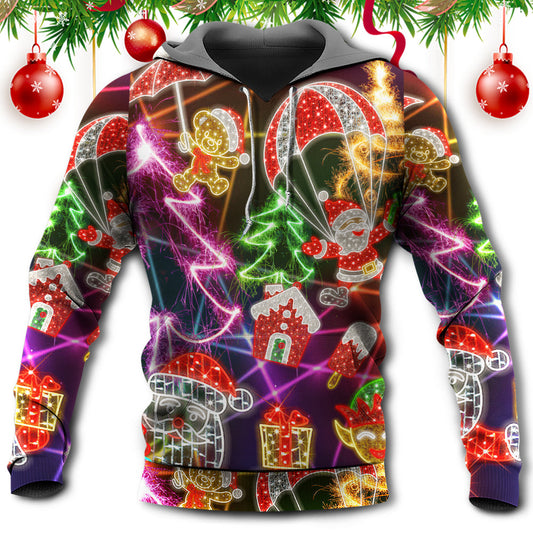 Funny Neon Christmas Holiday Tree Gingerbread Light Hoodie For Holiday Parties Weekend Outings And Cheerful Gift Giving