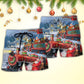 Christmas Santa Train Painting Beach Shorts Graphic Detail For Resort Trips And Casual Outings