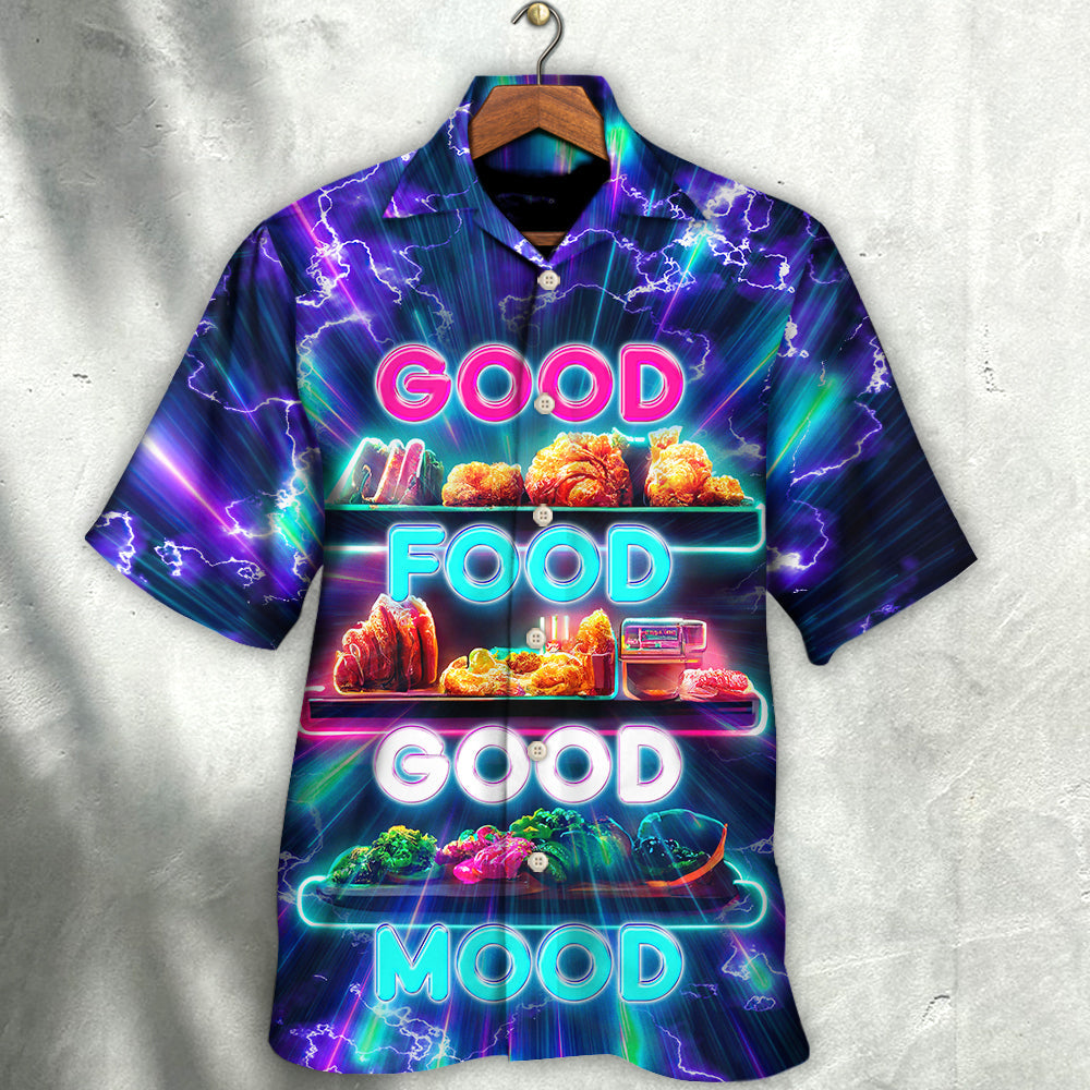 Food Good Mood Hawaiian Shirt Pattern Detail For Summer Holidays And Outdoor Fun