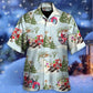 Christmas Santa Driving Snow Forest Hawaiian Shirt Pattern View For Lightweight Everyday Style