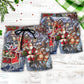 Christmas Santa Beach Shorts Pattern Detail For Poolside Fun And Bright Seasonal Outfits