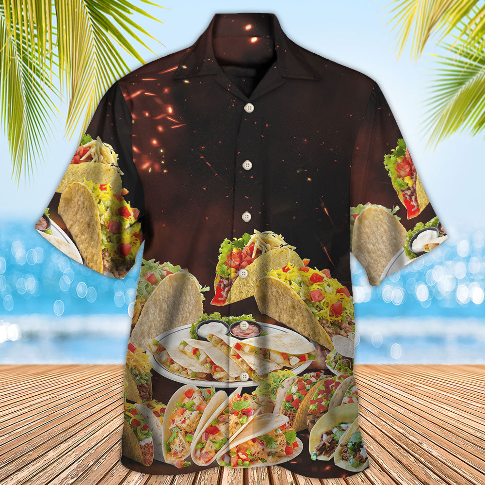 Food Tacos Fast Delicious Hawaiian Shirt Artwork Detail For Resort Trips And Outdoor Activities
