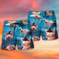 Halloween Flying Pig Pumpkin Beach Shorts Pattern Detail For Everyday Outings And Thoughtful Gift Giving