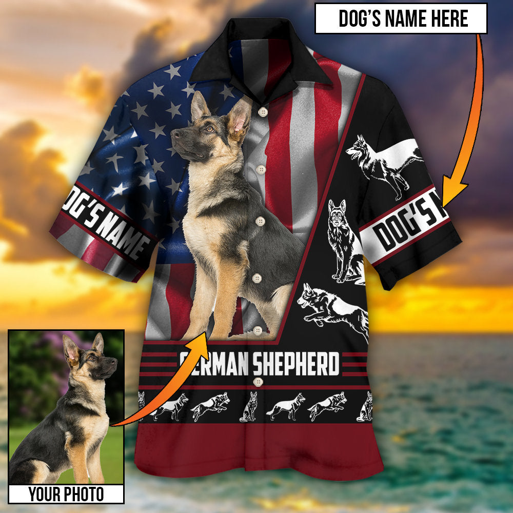 German Shepherd Strong Dog Personalized Photo Hawaiian Shirt Summer Design Detail For Warm Weather Events