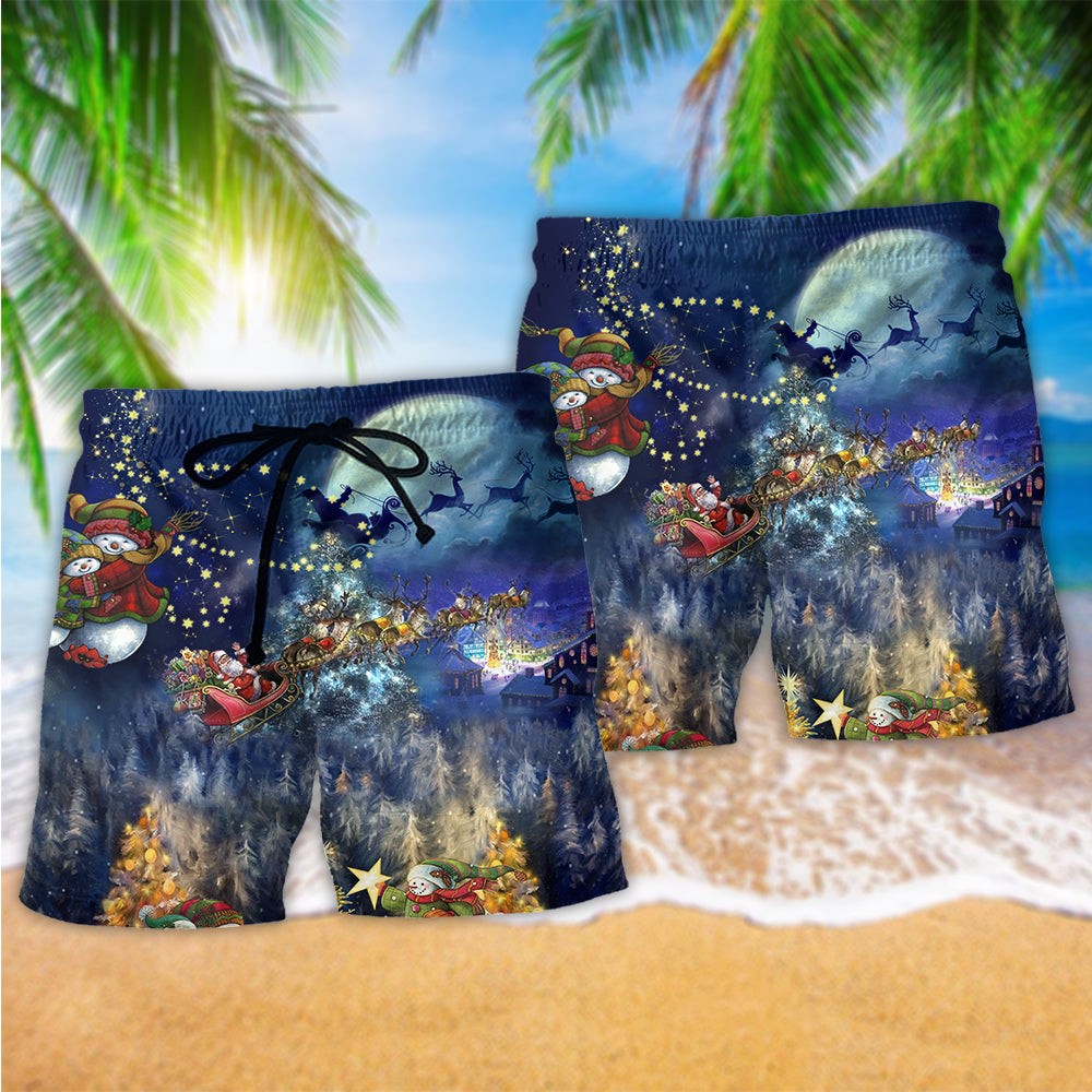 Christmas Family Beach Shorts Artwork Detail For Casual Warm Weather Outfits