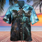 Fantasy Pirate Monster Stormy Sea Hawaiian Shirt Pattern Detail For Outdoor Gatherings
