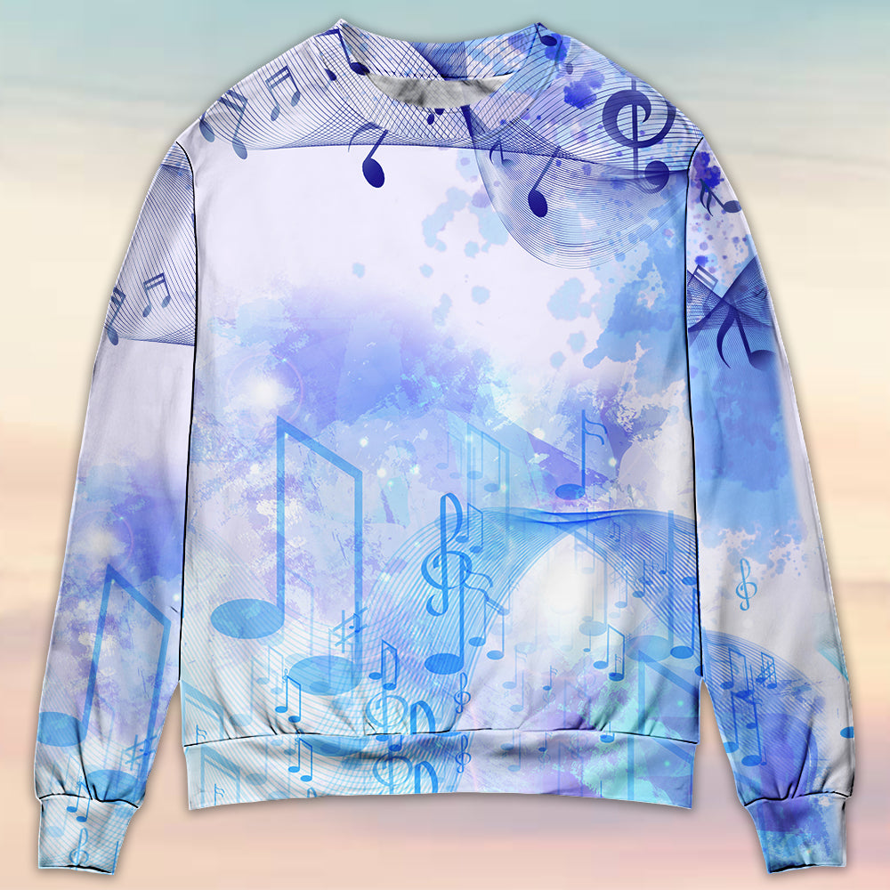 Watercolor Music Notes Sweater For Live Events Travel And Relaxed Creative Outfits