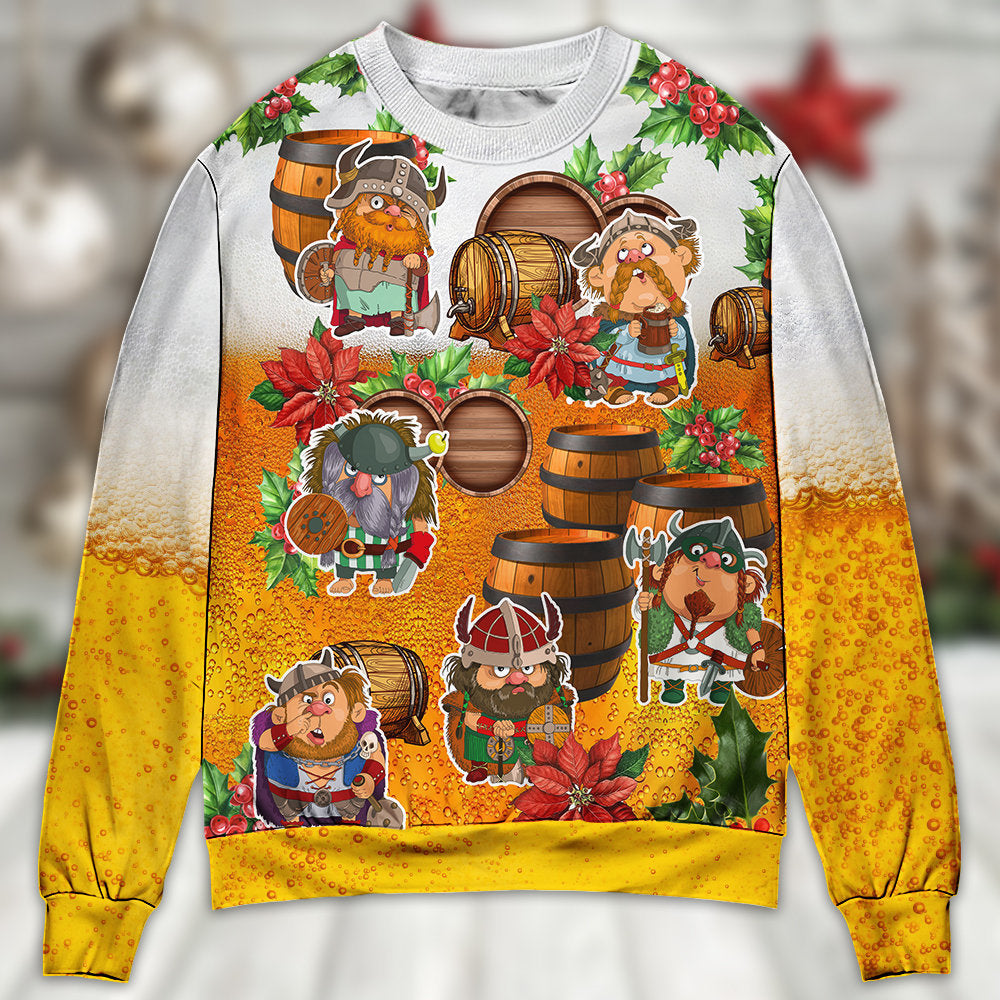 Viking Beer Theme Funny Christmas Sweater For Winter Parties Seasonal Adventures And Relaxed Everyday Styling
