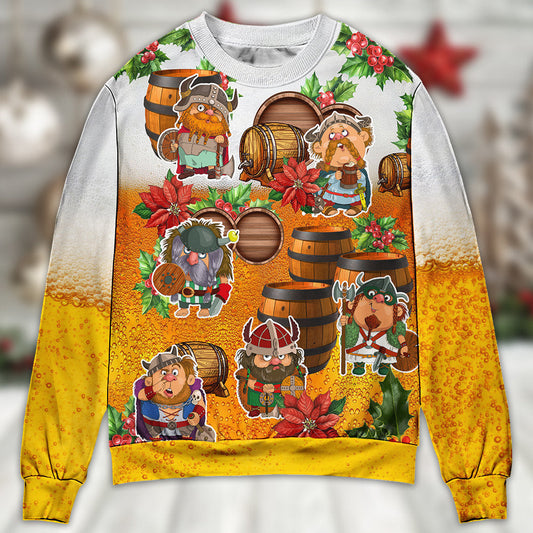 Viking Beer Theme Funny Christmas Sweater For Winter Parties Seasonal Adventures And Relaxed Everyday Styling