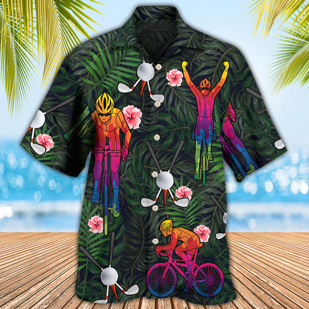 Golf Cycling Hawaiian Shirt For Coastal Adventures And Warm Weather Wear