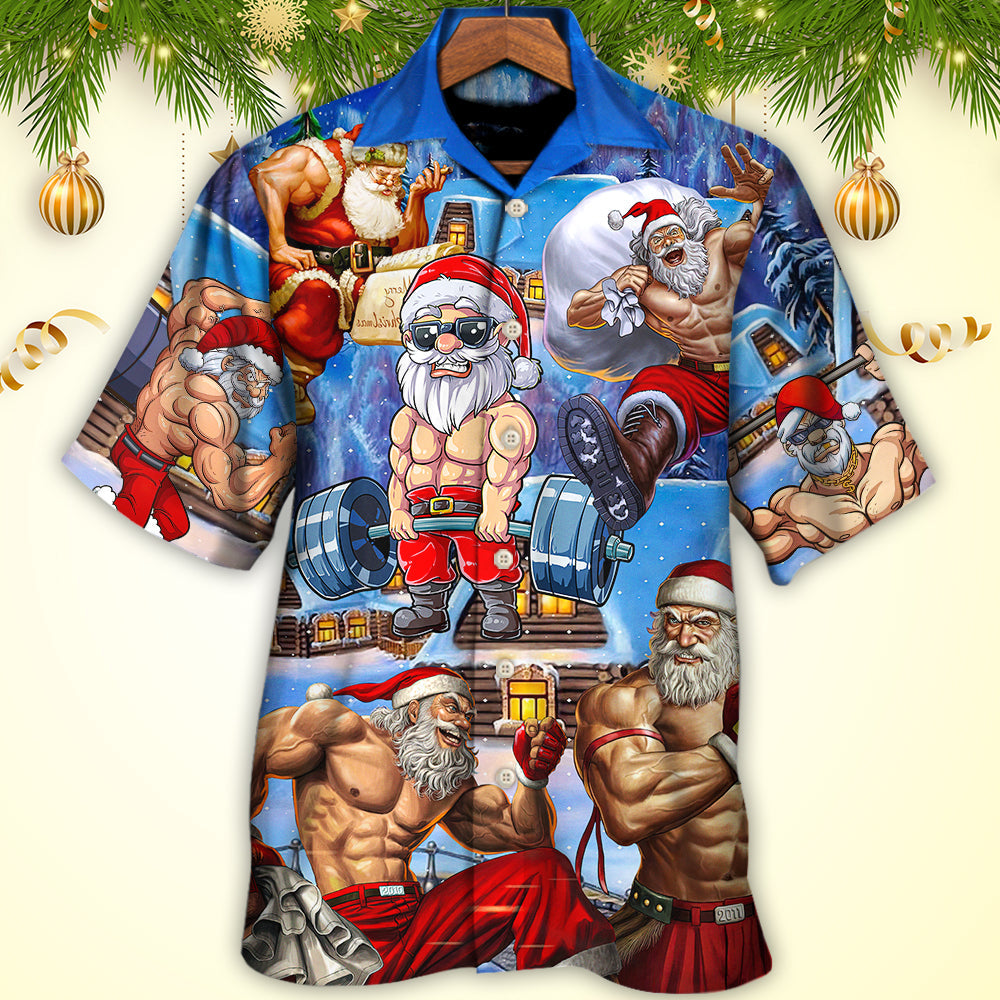 Christmas Santa Fitness Gym Hawaiian Shirt Relaxed Style View For Weekend Trips