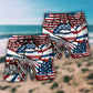 Patriotic Motorcycle Beach Shorts Pattern Detail For Vacation Style And Memorable Gift Ideas