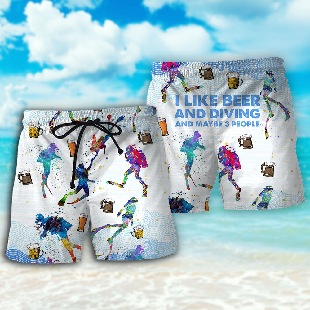 Diving Beer Beach Shorts Pattern Detail For Sunny Day Adventures And Laid Back Styling
