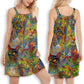 Cat Colorful V-Neck Sleeveless Cami Dress For Festivals And Relaxed Daily Fashion
