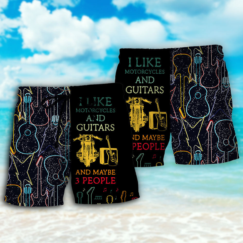 Guitar Motorcycle Music Lover Beach Shorts Pattern Detail For Relaxed Warm Weather Outfits