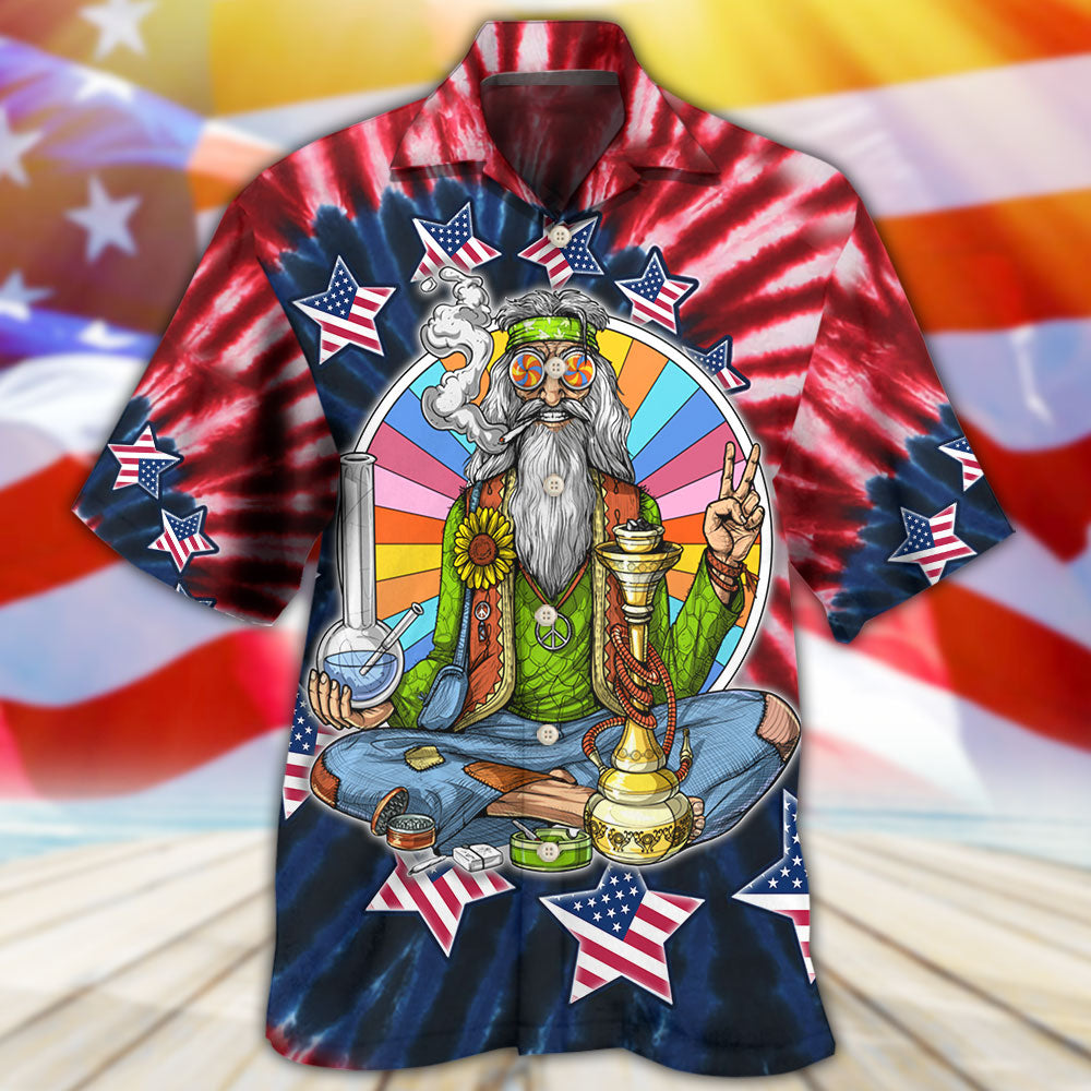 Bohemian Independence Day Hawaiian Shirt Pattern Detail For Vacation Travel And Daily Wear