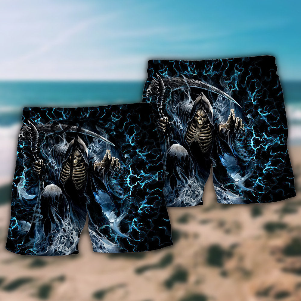 Grumpy Old Man Skull Beach Shorts For Tropical Getaways And Weekend Adventures