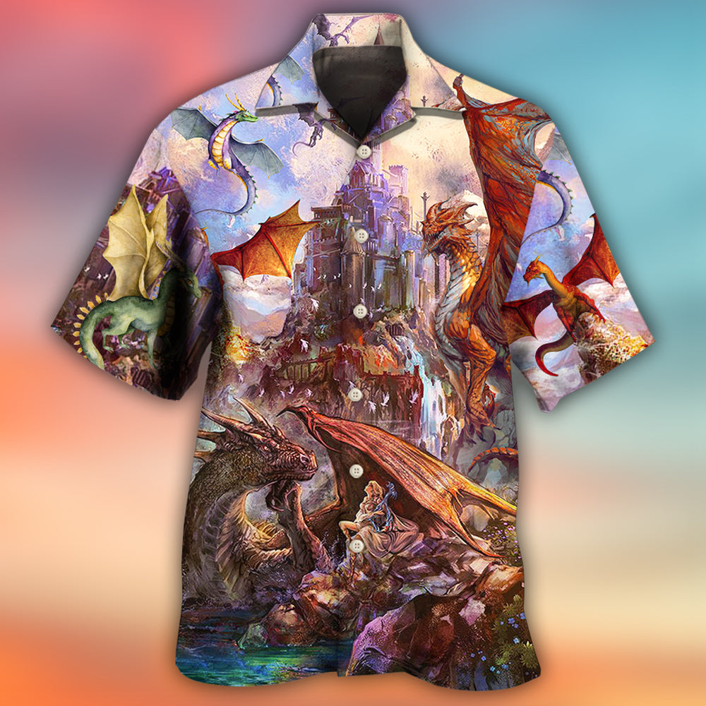 Dragon Fantasy Hawaiian Shirt Artwork Detail For Tropical Trips And Casual Outings