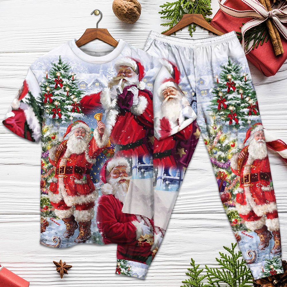 Santa Holiday Arrival Short Sleeve Pajamas Set For Christmas Mornings And Relaxed Lounging