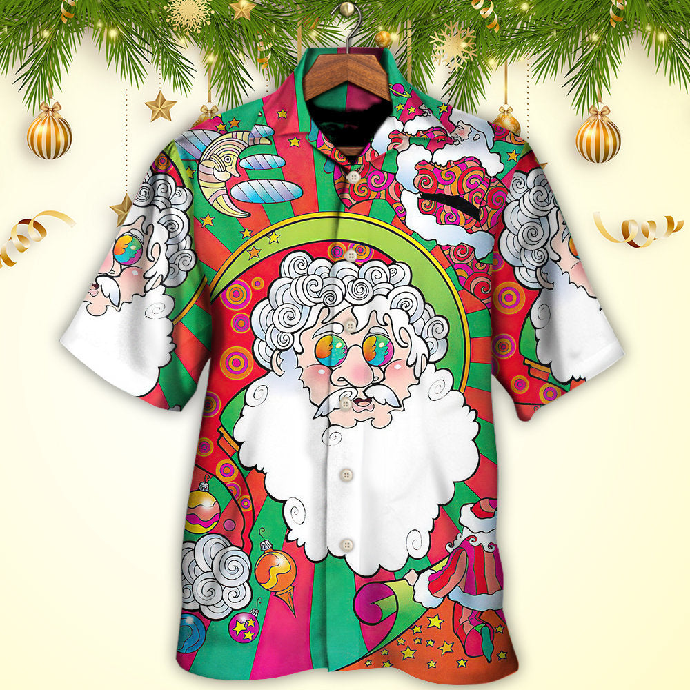 Festive Colorful Christmas Psychedelic Hawaiian Shirt For Resort Getaways And Comfortable Summer Activities