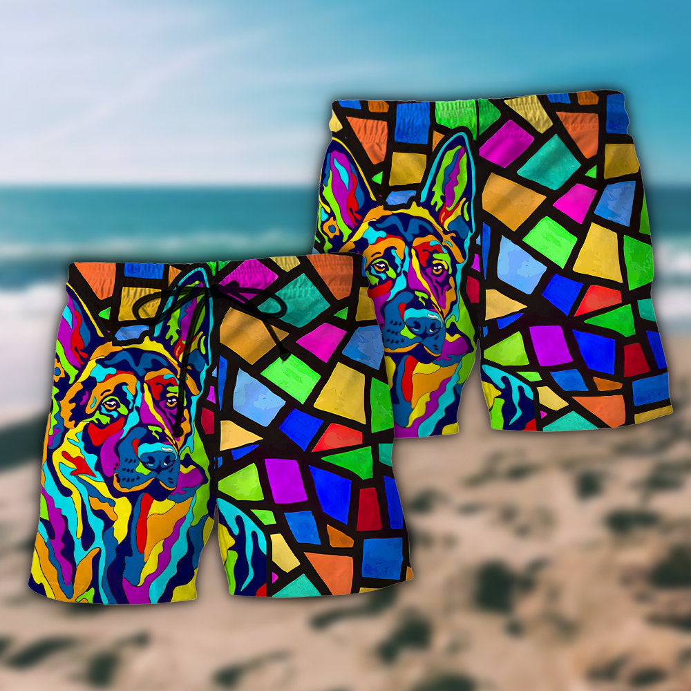 German Shepherd Stylish Dog Beach Shorts Pattern View For Coastal Holidays And Casual Activities