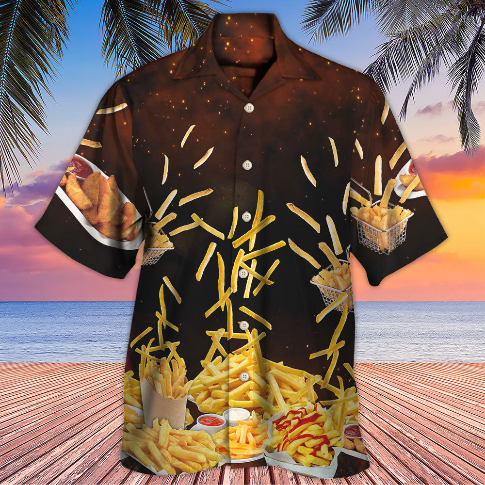 Food French Fries Fast Delicious Hawaiian Shirt Pattern Detail For Summer Holidays And Outdoor Fun