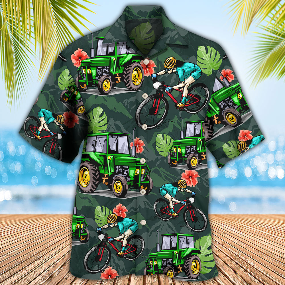 Tractor Tractors Mountain Bicycle Hawaiian Shirt Artwork View For Coastal Escapes And Resort Style