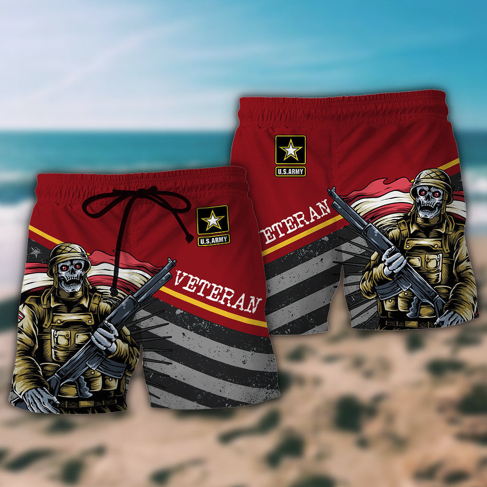Veteran Military Veteran Beach Shorts Pattern Detail For Vacation Style And Comfortable Daily Use