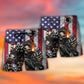 Vintage Skull USA Flag Beach Shorts Design View For Comfortable Resort And Beach Styling