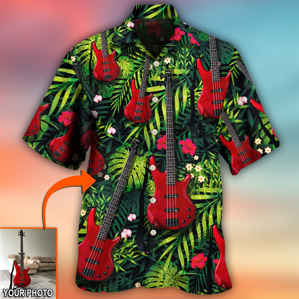 Tropical Guitar Various Custom Photo Hawaiian Shirt Artwork Detail For Tropical Trips And Casual Outings