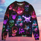 Skull Neon Happy Holiday Sweater For Winter Celebrations Family Events And Relaxed Seasonal Styling