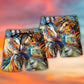 Colorful Horse Portrait Artistic Beach Shorts For Coastal Adventures And Relaxed Summer Wear