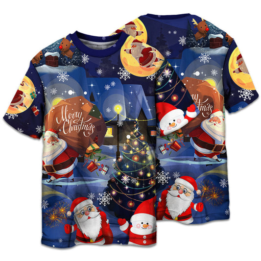 Santa And Christmas Gifts Short Sleeve Pajamas Set For Christmas Sleepwear And Family Lounging