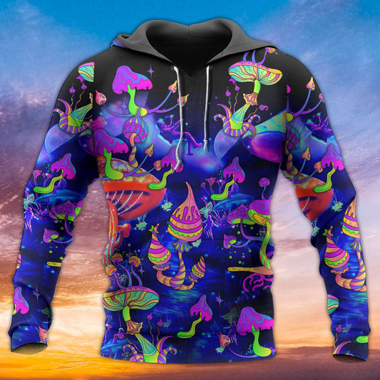 Neon Mushroom Galaxy Hoodie For Colorful Streetwear Festivals And Comfortable Daily Wear