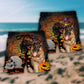 German Shepherd Halloween Beach Shorts Pattern Detail For Coastal Leisure And Relaxed Casual Style