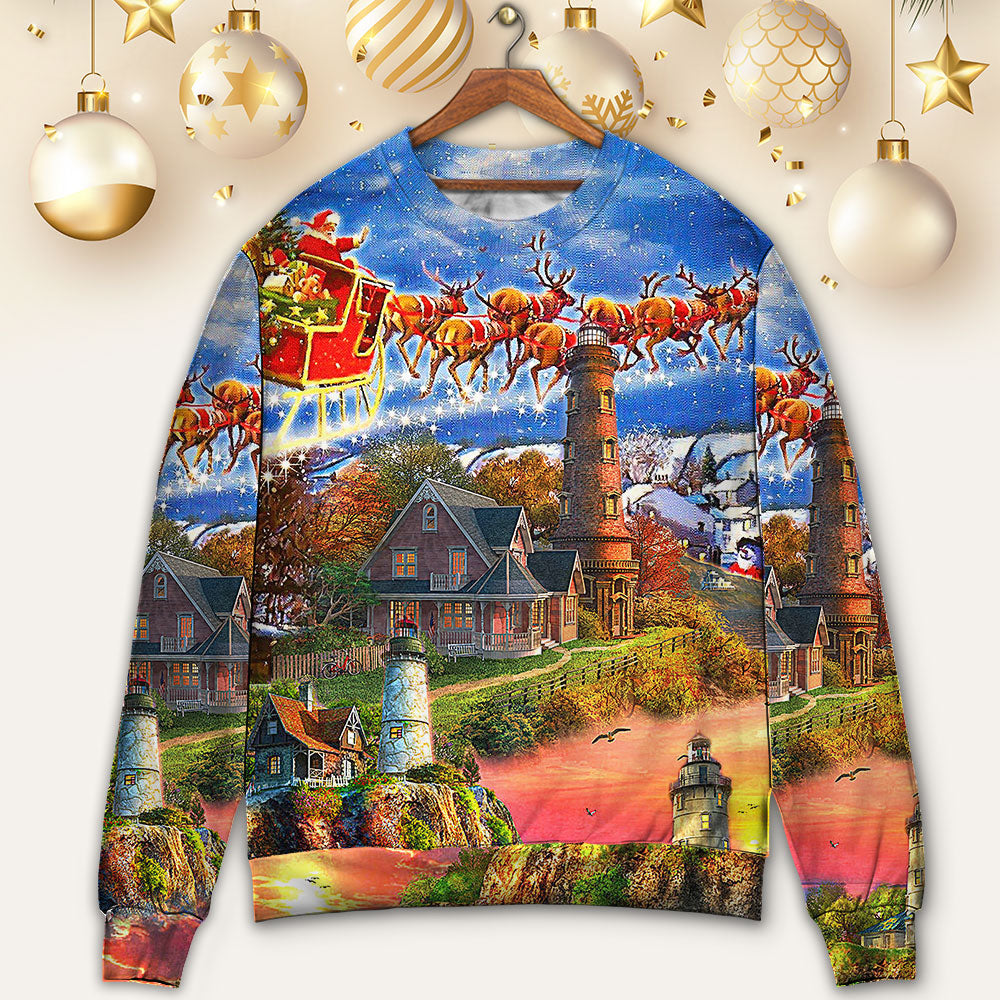 Lighthouse Christmas In Storm And Darkness Sweater For Winter Parties Seasonal Adventures And Relaxed Everyday Styling