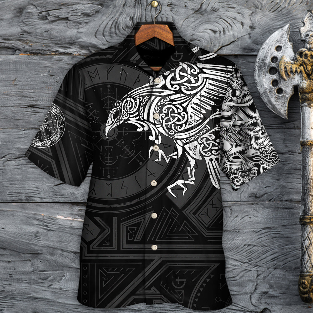 Norse Warrior Valhalla Ravens Hawaiian Shirt Pattern View For Lightweight Everyday Style
