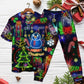 Bright Neon Christmas Lights Short Sleeve Pajamas Set For Winter Nights And Thoughtful Gifting