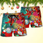 Christmas Galaxy Santa Astronaut Beach Shorts Pattern Detail For Summer Travel And Bright Seasonal Outfits