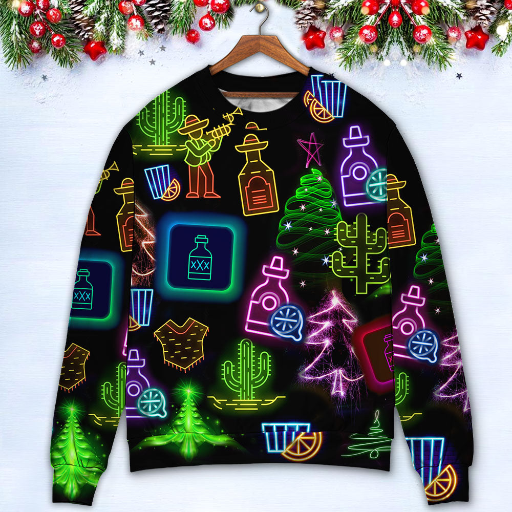 Christmas Neon Drink Sweater For Holiday Travel Winter Outings And Cheerful Gift Giving