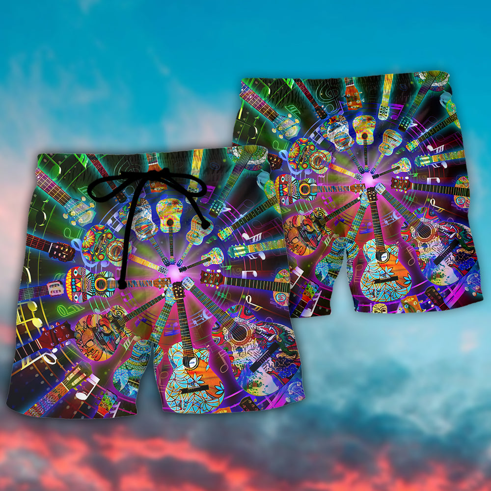 Hippie Guitar Colorful Music Beach Shorts For Outdoor Adventures And Thoughtful Seasonal Gifts