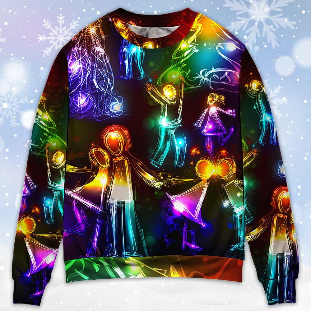 Christmas Family Tree Neon Light Sweater For Seasonal Parties Cozy Gatherings And Thoughtful Holiday Gifts