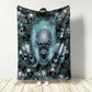 Skull Blue Flame Screaming Flannel Blanket For Cozy Bedroom Sofa Decor