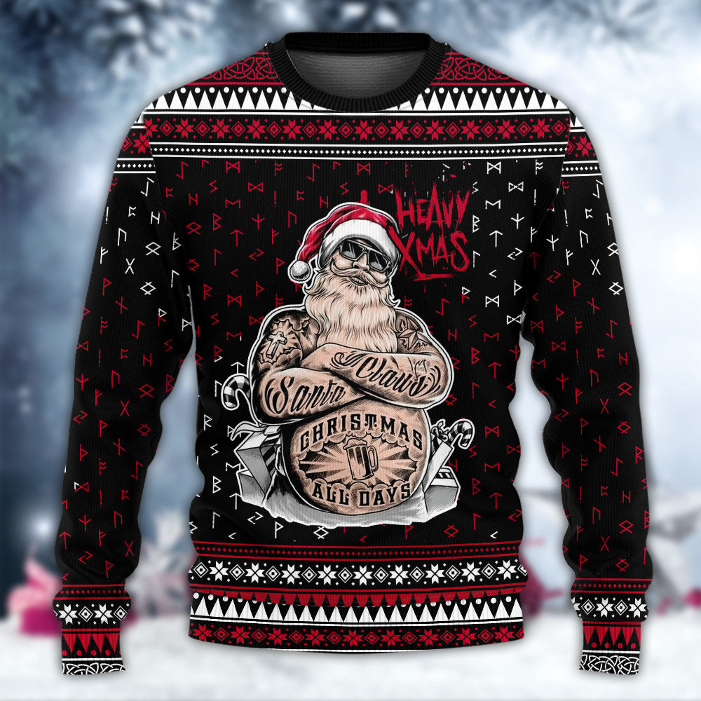 Tattoo Santa Funny Merry Christmas Sweater For Holiday Parties Family Gatherings And Seasonal Gift Giving