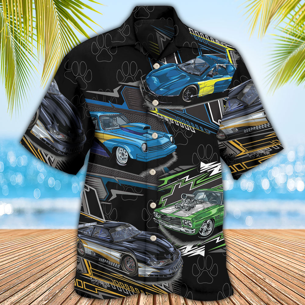 Dog Drag Racing Speed Hawaiian Shirt For Summer Vacation, Beach Travel, And Casual Wear
