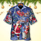 Christmas Santa Relaxing Light Hawaiian Shirt Pattern Detail For Vacation Travel And Daily Wear