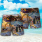 Construction Crane Industrial Beach Shorts For Summer Vacation And Coastal Travel