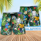 Tropical Cricket Beach Shorts Pattern Detail For Vacation Style And Leisure And Relaxation